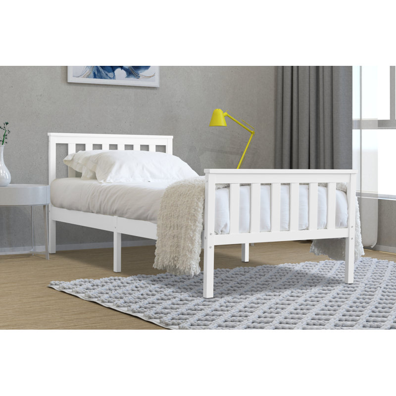 Amecia Solid Wood Bed, White, Single (3')