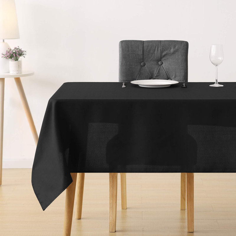 Solid Water Resistant Table Cloth Faux Linen Tablecloth, 70'' L x 55'' W, Light Gray