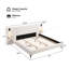 Lit tapissier Chic Boucle avec lumières et tablettes intégrées, blanc, très grand