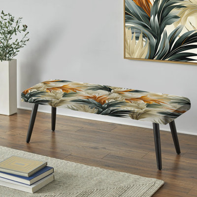 Éléments naturels motif tropical - banc rembourré noir Tropical