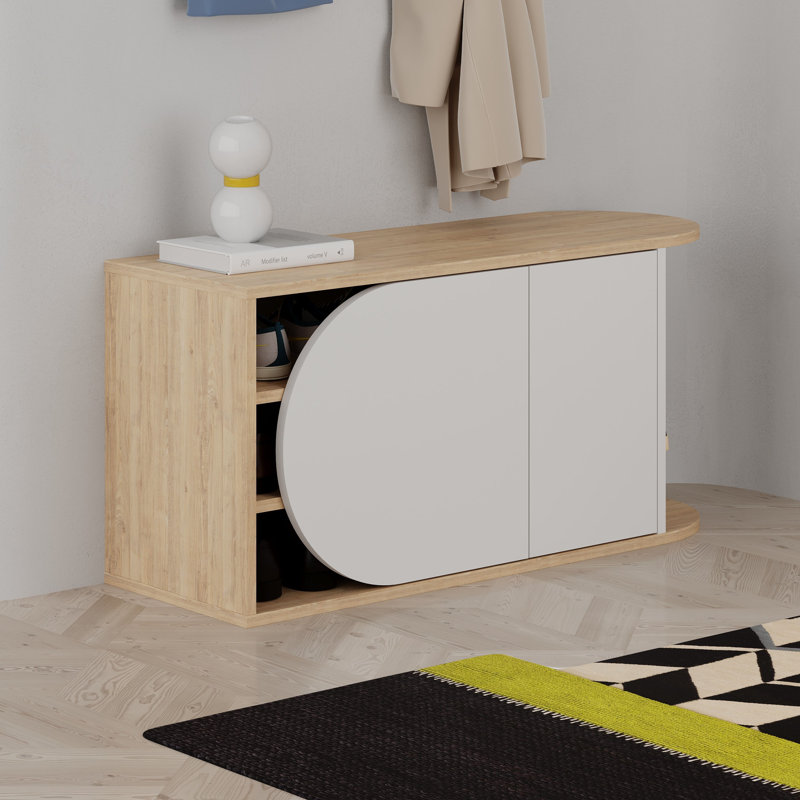 9 Pair Shoe Storage Cabinet, Sapphire Oak/White