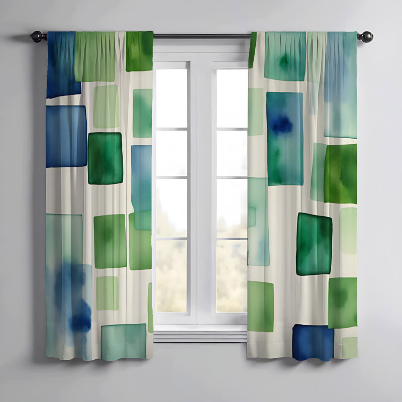 Paire de rideaux semi-transparents Saulius, L 56 po x L 78 po