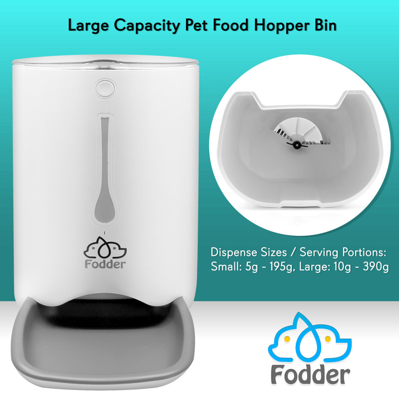 White Smart Automatic Pet Feeder with Voice Recorder