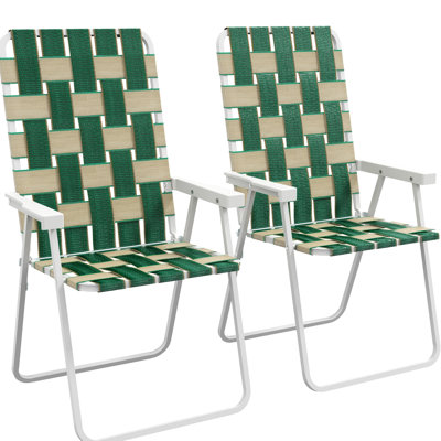 Lot de 2 chaises pliantes de patio. Chaises de camping d'extérieur classiques, idéales pour le jardin, la piscine, la plage et la cour arrière. Sièges tranquilles et relaxants pour le camping et la tranquillité.