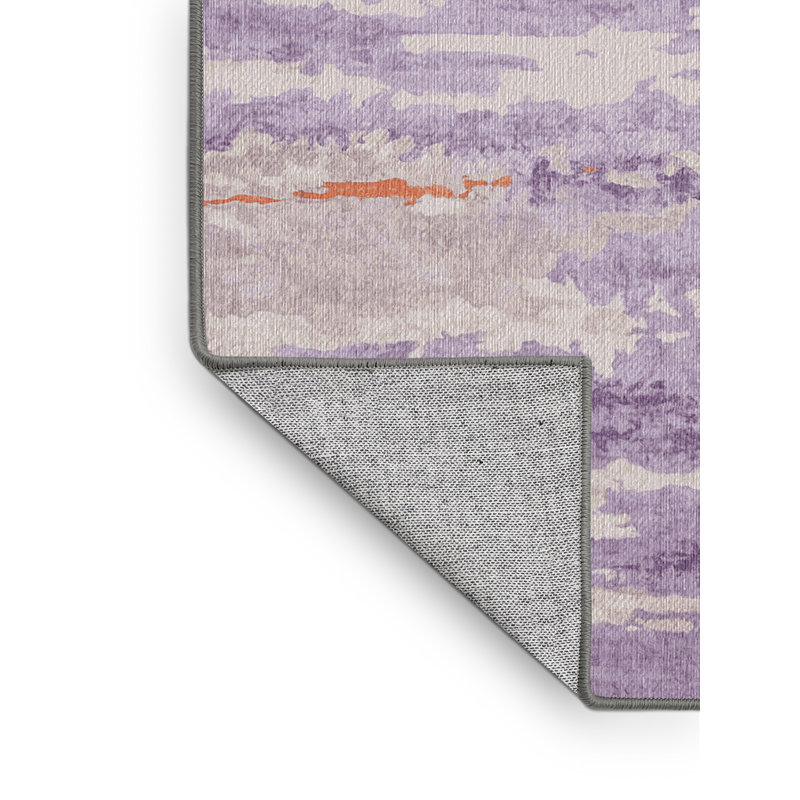 Machine Washable Pink Area Rug, Rectangle 5' x 7'