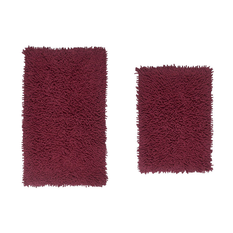 Tapis pour salle de bain 100% coton Hazelip (ensemble de 2), Rouge