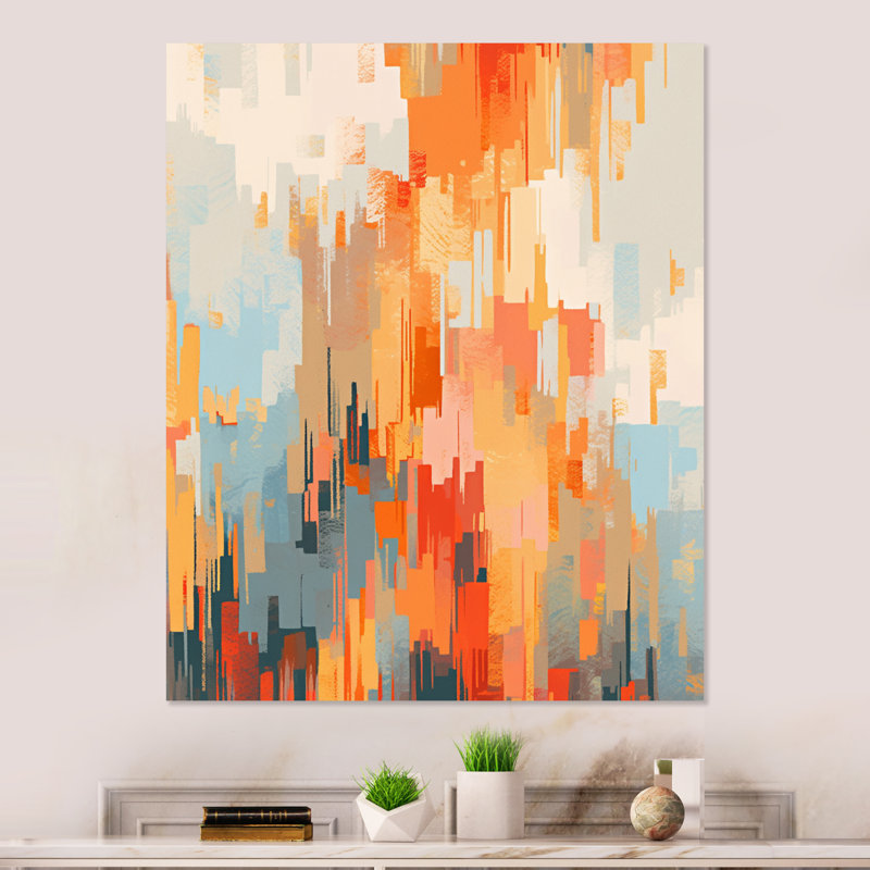 " Orange Beige Shattered Realities ", 32" H x 16" W