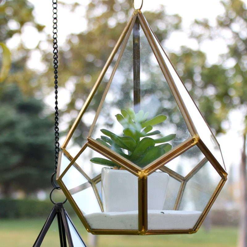 Terrarium en verre Radu Undecahedron, Doré vieilli