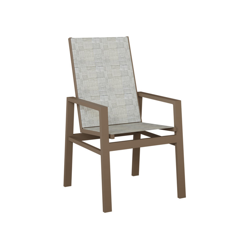 Chaise de salle à manger en argile d'aluminium à haut dossier avec tissu de luxe Solido de Berlin Gardens Vida, Argile