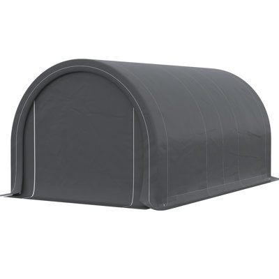 Heavy Duty 10' X 16' Carport - Garage Tent With Pe Canopy, Zippered Door For Car, Truck, Boat, Motorcycle, Bike, Garden Tools, Outdoor Jobs, Gray Color Portable Cover, Large