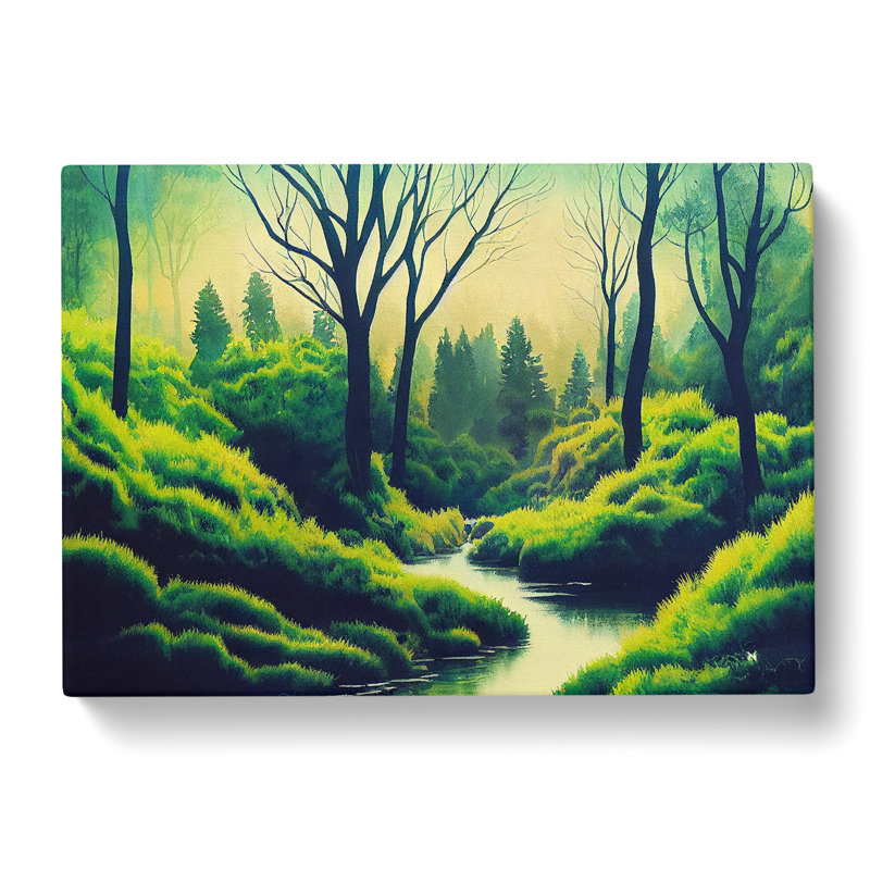 XXX-H1022-WF-8517X Sumer Forest Stream - Wrapped Canvas Print