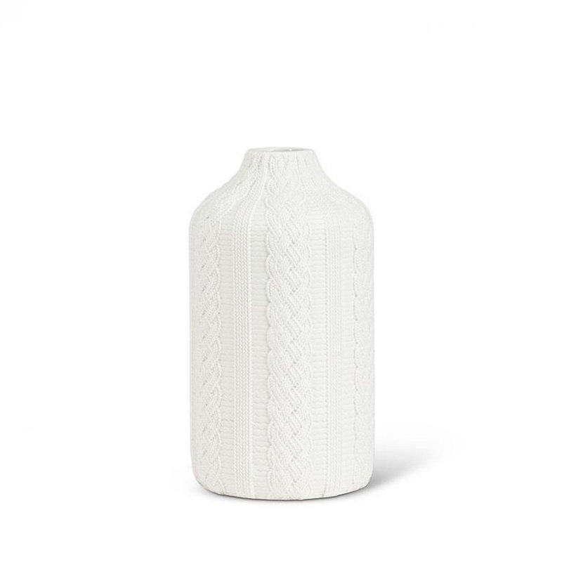 Vase blanc mat et tricoté