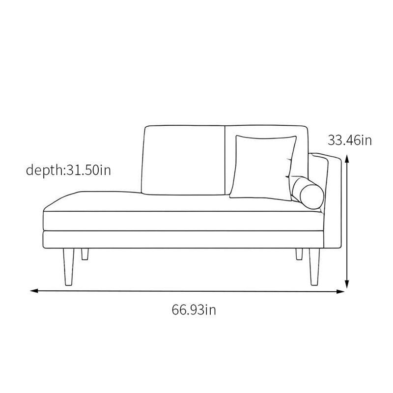Chaise longue en tissu avec structure en bois massif, Jaune maïs, Orienté à droite