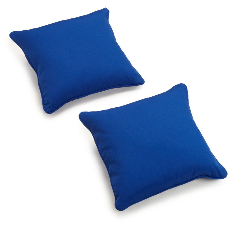 Cotton Blend Reversible Throw Pillow, Royal Blue