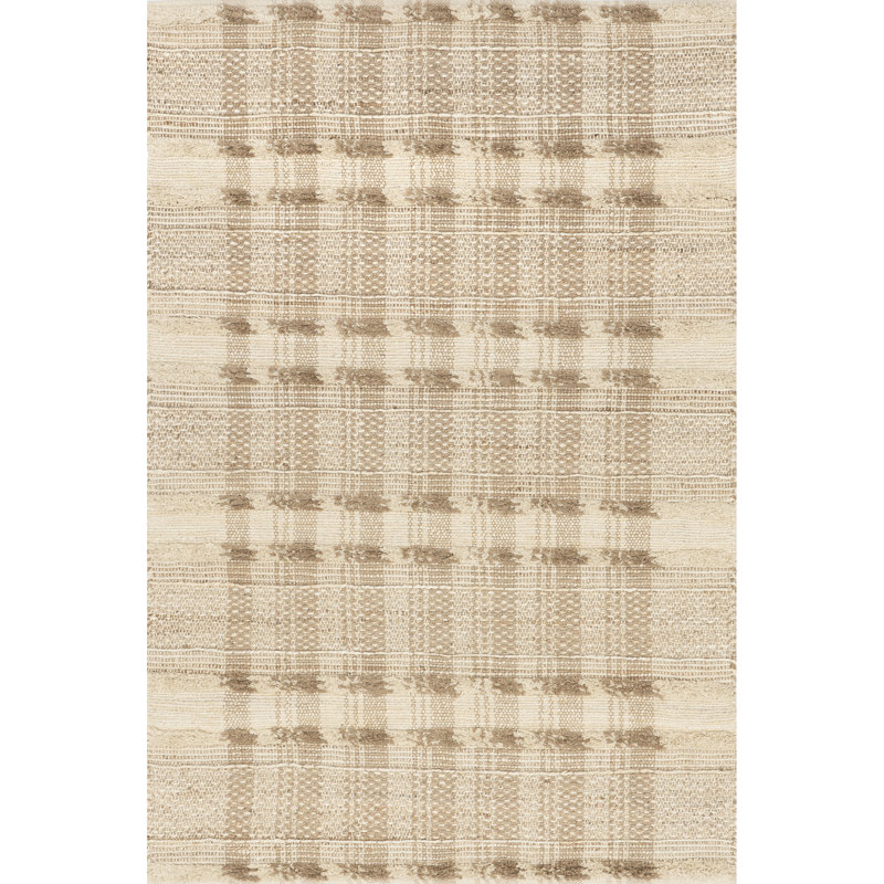 Blakley Textured Plaid Jute Area Rug, Rectangle 4' x 6'