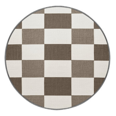 Machine Washable Checkered Gray Area Rug