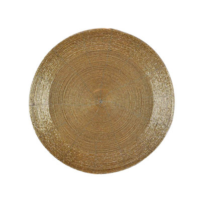 Glass Bead Placemat in Orange, Rust and Cream, Set of 4