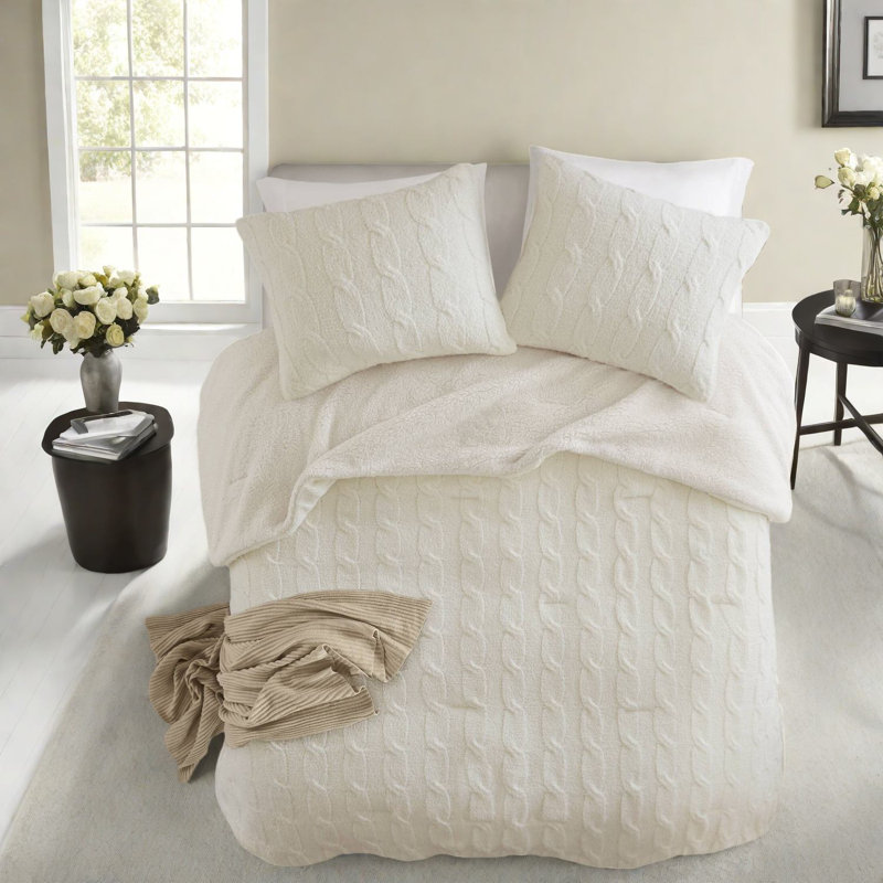 Ensembles de literie en chenille de luxe, édredon ivoire, ambiance chaleureuse