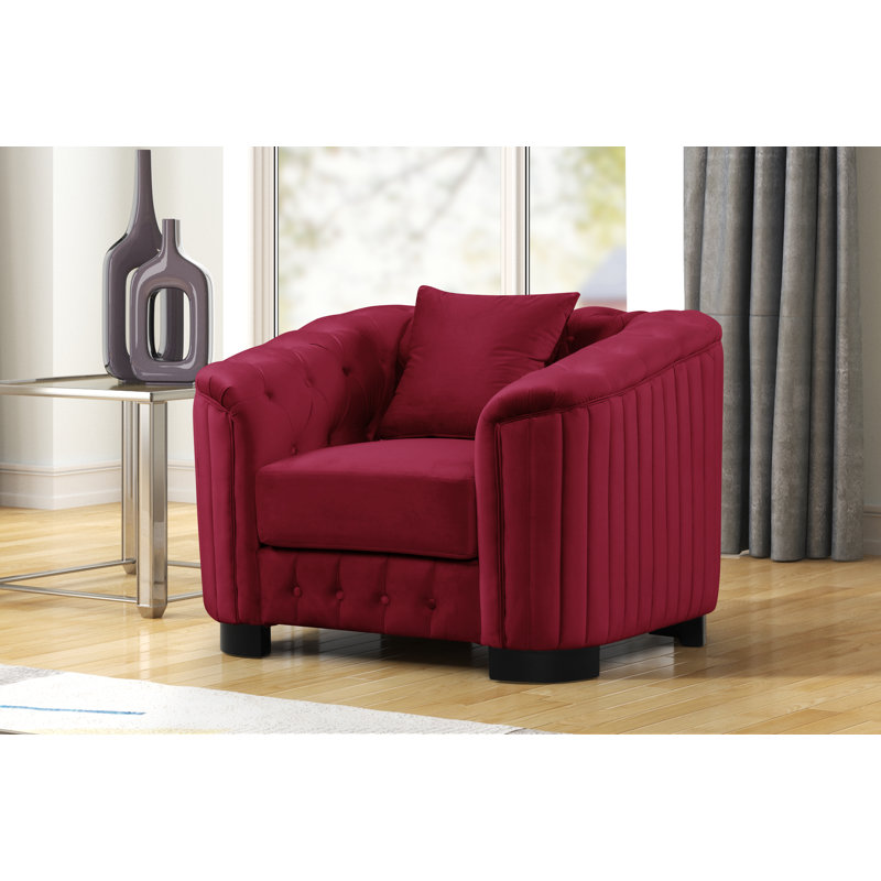 Fauteuil d'appoint Modern, Velours bourgogne