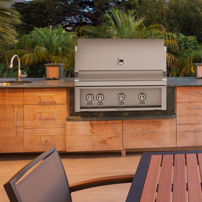 36" Built-In Grill, 3 Trellis Burners, Rotisserie, Natural Gas
