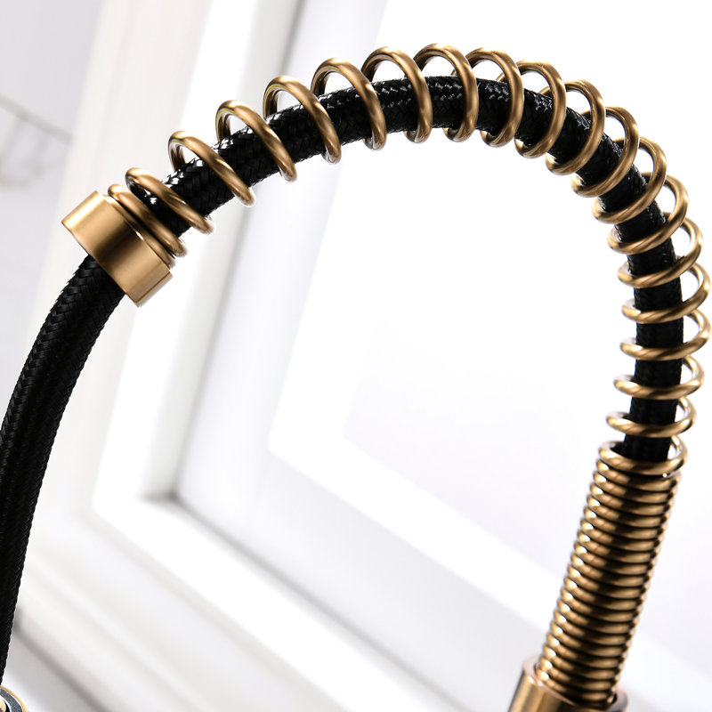 Élégant robinet de cuisine en or brossé avec contrôle rétractable, durable et à une poignée, tendance en or, douchette extractible, sortie d'eau multifonctionnelle