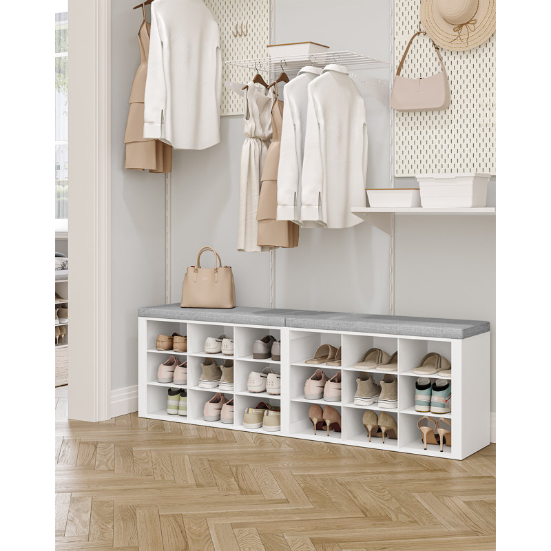 Banc de rangement pour chaussures avec coussin, armoire de rangement pour le hall d'entrée, long casier pour le salon, la chambre à coucher, le vestibule