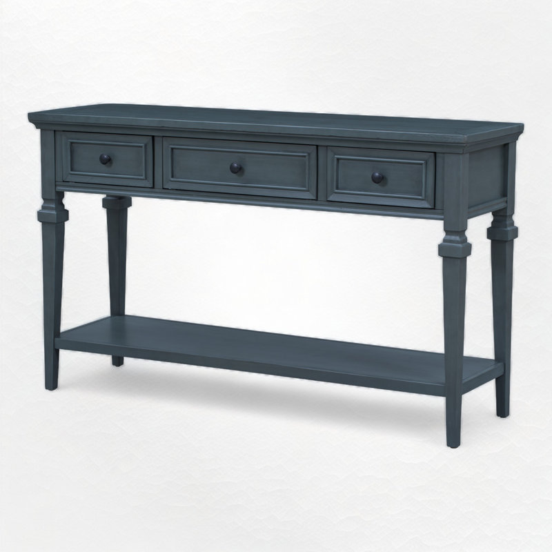 Omeara 50" Console Table,entryway table,Sofa Table with three top drawers, Navy