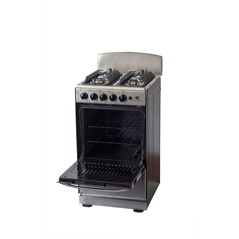 Cuisinière autoportante de 20 po avec une capacité de four de 2,4 pi³ / min - 4 brûleurs scellés Sabaf italiens - Acier inoxydable B
