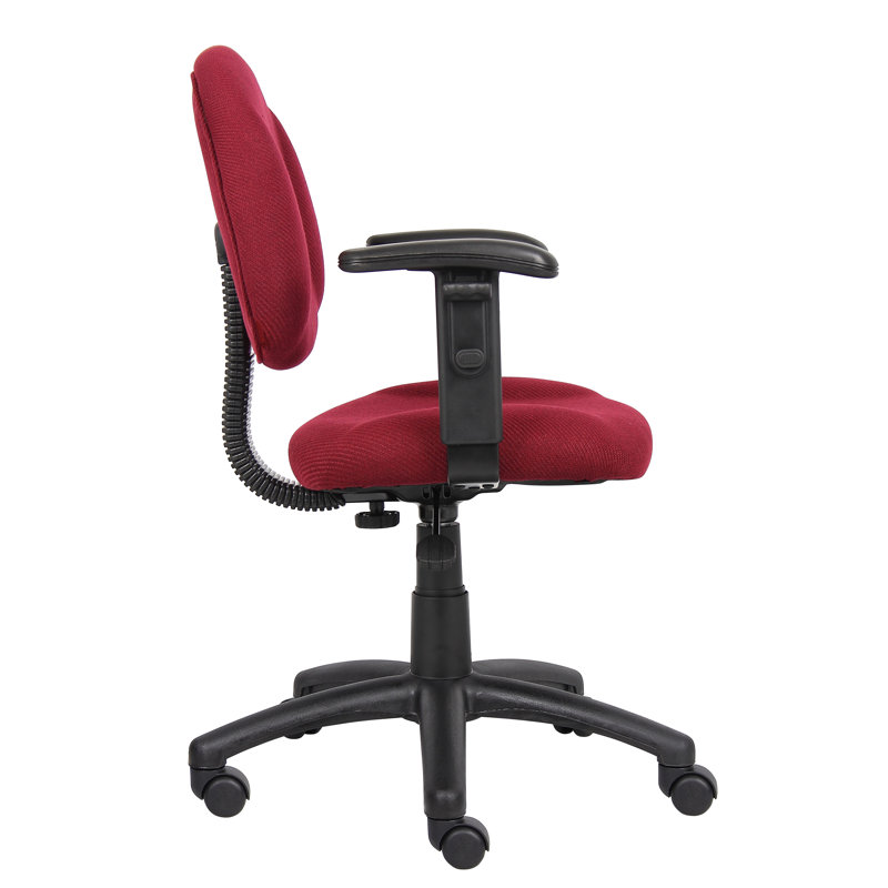 Task Chair, Burgundy Tweed, Adjustable Arms