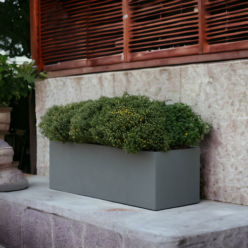 Connoisseur Handmade Planter Box, Grey, 4" H x 15" W x 6" D