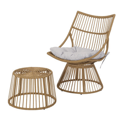 Ensemble de table d'appoint et de chaises 2 pièces Laine, brun clair extérieur Laine