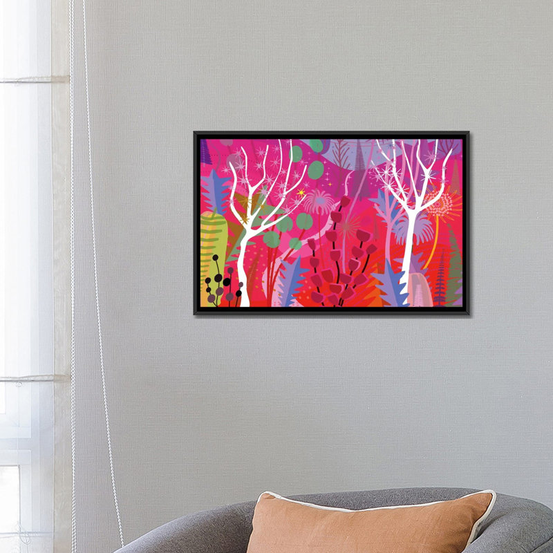 « automne forest », reproduction d’impression sur toile, H 18 po x l 26 po x P 1,5 po, Toile avec cadre noir, Pas de tapis
