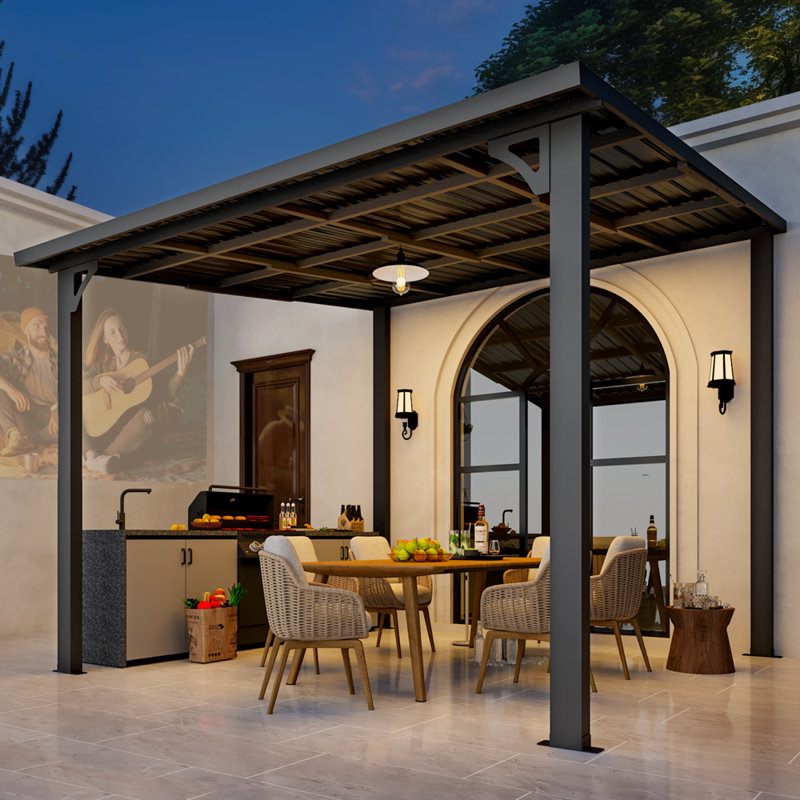 Hardtop Gazebo With Galvanized Steel Sloping Roof, 10' W x 10' D