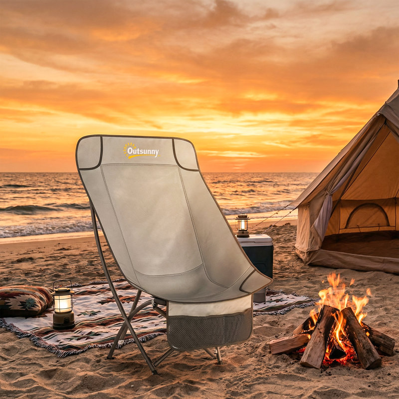 Folding Camping Chair, Light Grey