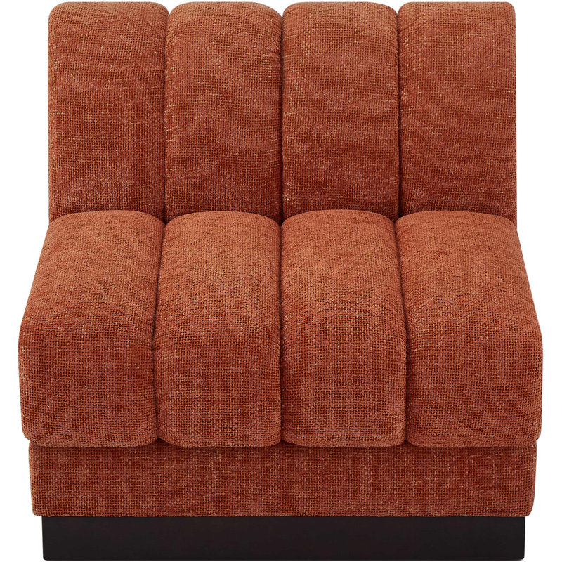 Fauteuil en chenille Quinn, Tissu cognac chenille