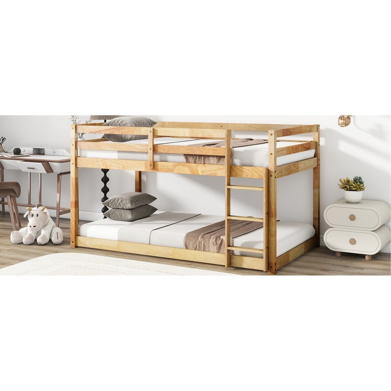 Natural Twin Over Loft Bed - Enhance Ambiance Of Your Bedroom Interior Solid Rubber Wood Material For Durability, Natural