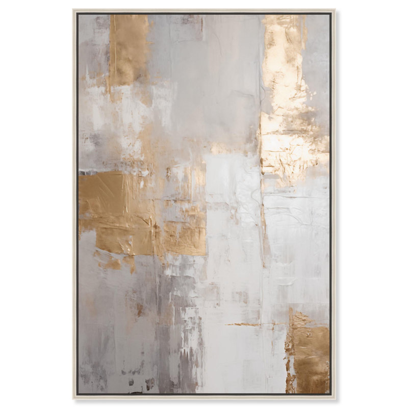 Toile Reminiscence I tissée par Art Remedy, H 55 po x l 37 po, Argent argent, Cadre flottant