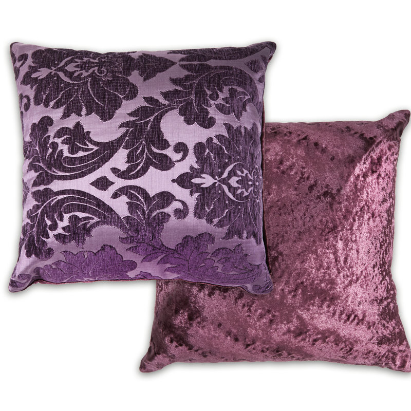 Worrell Damask Square Cushion Cover, Aubergine