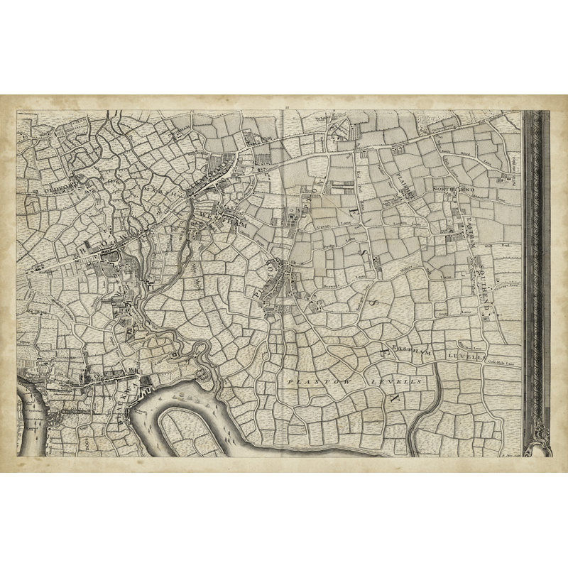 Map of London Grid VIII 1 Piece Wrapped Canvas Wall Art, 61cm H x 91cm W x 3.8cm D