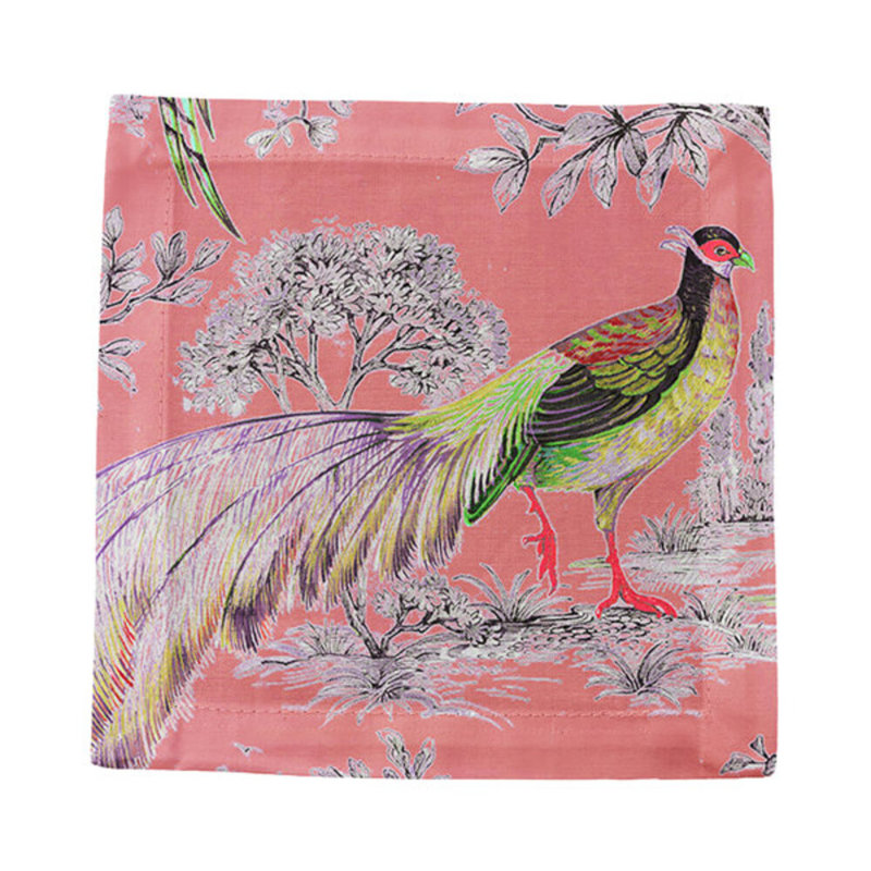 Pheasant Fall Sauvage Cotton Sateen Cocktail Napkins, Loire