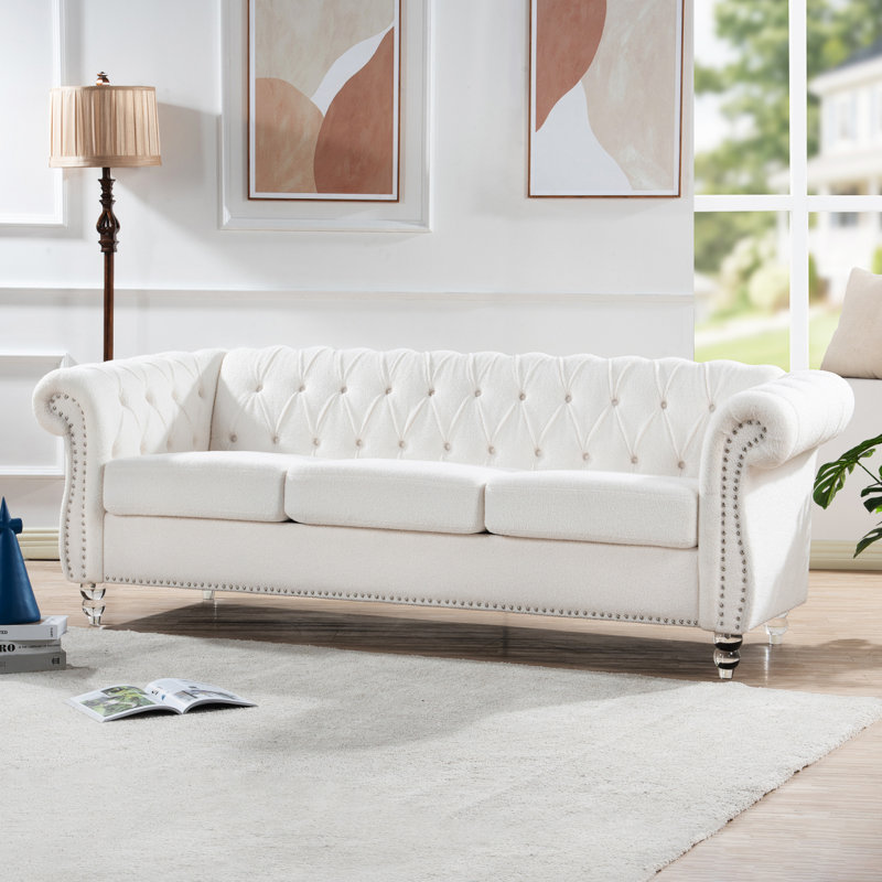 Canapé Chesterfield à accoudoirs roulés 3 places 84,65 po Modern