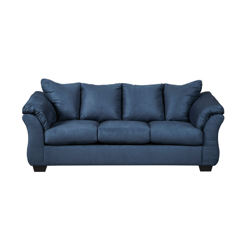Sensations Microfiber Pillow Back Sofa, Navy Blue