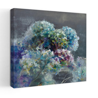 Contemporary Abstract Hydrangea Dark With Blue Florals Art