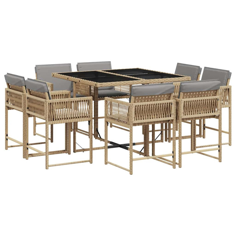 Patio Dining Set with, Light Grey, 73cm H x 110cm W x 106cm D, Beige
