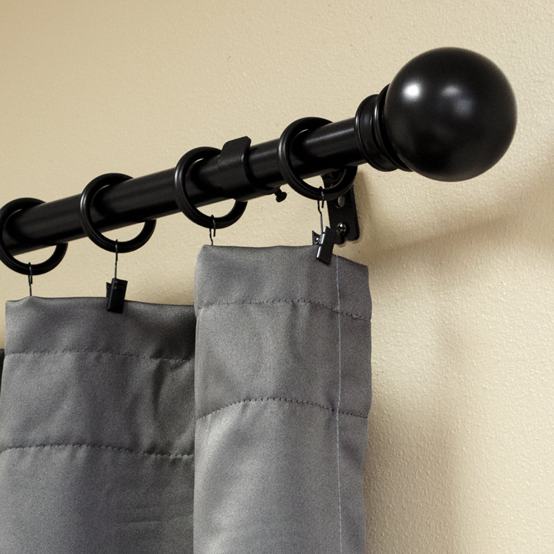 Havsa Steel Adjustable Single Curtain Rod, Black