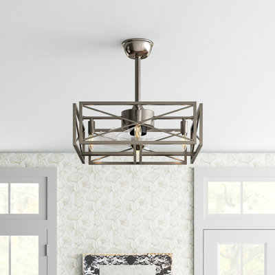 Ventilateur de plafond industriel Mcmahan 19,5 po avec kit d'éclairage et télécommande, moteur réversible à 3 vitesses