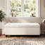Banc blanc avec rangement, pieds en bois d'hévéa, support de 300 lb, coutures en losange, charnières douces, surface de rangement décorative pour chambre et vestibule, capacité, capitonnage à boutons, salon convenable