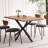 55.1" Rectangle Dining Table for 2 4, Small Mid Century Modern Kitchen Table with Metal Cross Legs for Apartment, Dining Room-56705214