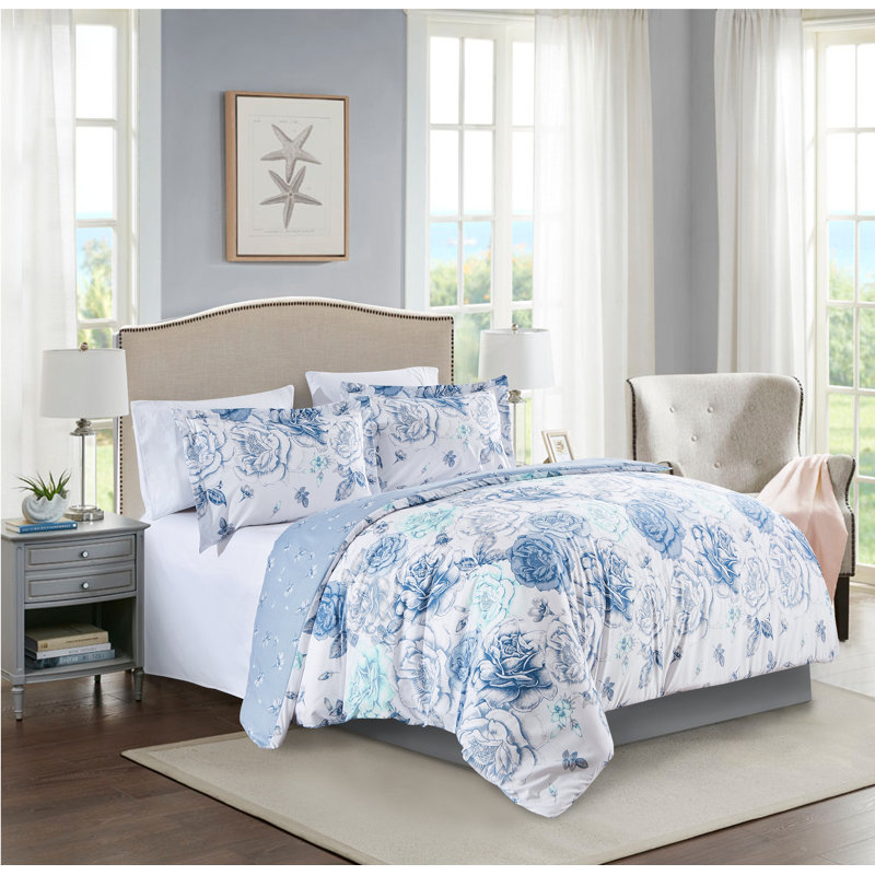 Ensemble de housse de couette réversible 3 pièces Denena, Housse de couette grand + 2 taies décoratives
