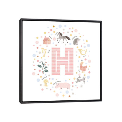 Lettre illustrée H rose - impression